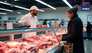 Meat display with clear glass for better product visibility